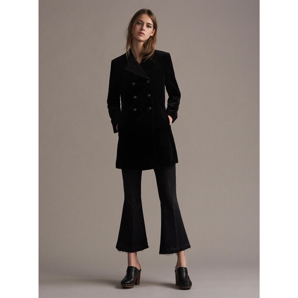 FRAME Black Velvet Double Breasted Blazer Jacket Size 0 - Picture 3 of 3